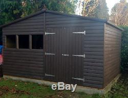 14x8 Tanalised 20mm Loglap Shed Garden Building14ftx8ft Wooden Shed Reverse Apex