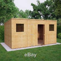 14x8 Wooden Garden Shed Pent Roof Tongue And Groove Shiplap Double Doors Windows