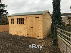 15 x 8 FT LARGE APEX TONGUE & GROOVE HEAVY DUTY WOODEN GARDEN SHED WORKSHOP