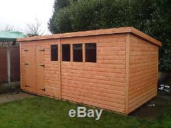 16x8 Pent Wooden Garden Shed 13mm T/g 2x2 Cls Frame 1 Thick Floor