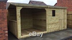 16X8ft Wooden Garden Shed/Summerhouse Apex With Partion for Hot Tub Double Door