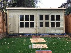 16x10 Rose Summerhouse Pent Tanalised Pressure Treated Timber Garden Room Shed