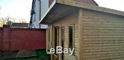 16x12 PENT SUMMER HOUSE GARDEN OFFICE SHED LOG CABIN MAN CAVE HEAVY DUTY