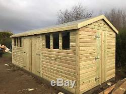 16x8'Don Marino' Heavy Duty Wooden Tanalised Garden Shed/Workshop/Garage