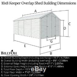 16x8 Overlap Garden Wooden Shed Windowless Double Door Apex Roof & Felt 16FT 8FT