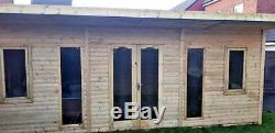 16x8 PENT SUMMER HOUSE GARDEN OFFICE SHED LOG CABIN MAN CAVE HEAVY DUTY