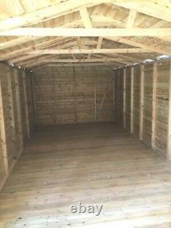 16x8'Whitefield' Heavy Duty Wooden Garden Shed/Workshop/Garage Tanalised