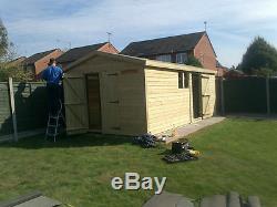 18 X 12 Large Shed Workshop Gable Roof Garden Summer House Shed 3 Fix Windows