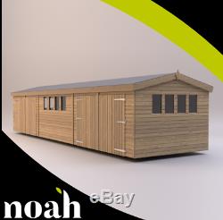 18x12'New Texan Workshop' Heavy Duty Wooden Garden Shed/Workshop/Garage