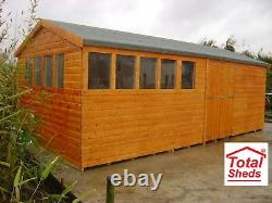 20FT X 10FT HEAVY DUTY GARDEN SHED APEX WORKSHOP EXTRA HEIGHT Brand New TIMBER