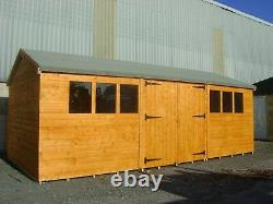 20FT X 10FT HEAVY DUTY GARDEN SHED APEX WORKSHOP EXTRA HEIGHT Brand New TIMBER