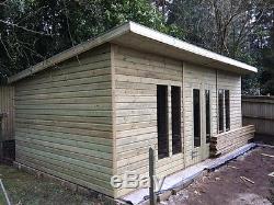 20X10ft Wooden Shed/Summerhouse Garden Home Studio Pent With 2ft Overhang