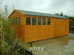 20 x 10 HEAVY DUTY EXTRA HEIGHT SHED 22mm TANALISED LOGLAP WOODEN WORKSHOP