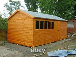 20 x 10 HEAVY DUTY EXTRA HEIGHT SHED 22mm TANALISED LOGLAP WOODEN WORKSHOP