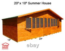 20 x 10 SUPREME SUMMER HOUSE LOG CABIN WOODEN SHED TOP QUALITY TIMBER