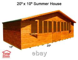 20 x 10 SUPREME SUMMER HOUSE LOG CABIN WOODEN SHED TOP QUALITY TIMBER MANCAVE