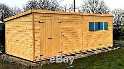 20 x 8 FT LARGE GARDEN TONGUE & GROOVE HEAVY DUTY WOODEN STORAGE SHED WORKSHOP