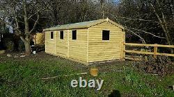 20' x 8' Tanalised 19mm t&g shiplap heavy duty shed Apex Roof/double doors
