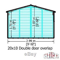 20x10 GARDEN SHED APEX ROOF FLOOR DOOR TIMBER WINDOW WOOD TOOL LARGE STORE DIP