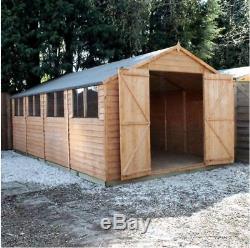 20x10 Overlap Apex Wooden Garden Workshop Large Storage Shed with Double Doors