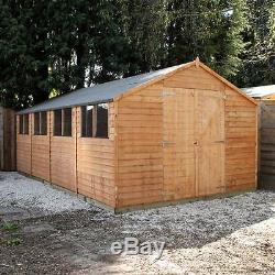 20x10 Wooden Overlap Garden Shed 20ft x 10ft Apex Roof Sheds Budget Storage