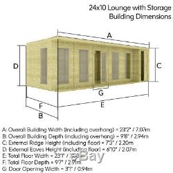24x10 Pent Lounge Summerhouse Garden Room Pressure Treated with Store Room Shed