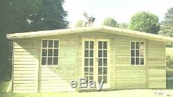 24x12' Summerhouse Ultimate Georgian Garden Shed Pent Roof Log Cabin Total Sheds