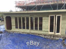 26x10ft Fully Insulated Summer House with 20ft Log Store Garden Workshop Shed