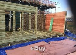 26x10ft Fully Insulated Summer House with 20ft Log Store Garden Workshop Shed