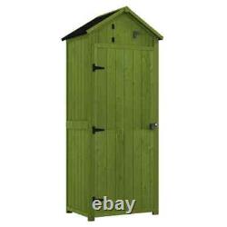 2.2 x 1.5 FT Garden Shed Durable Wood 2 Doors Apex Roof Colour Green