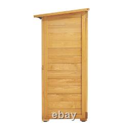 2 Tier Shelves Storage Shed Dual Doors Wooden Garden Outside Box Bin Tools Store