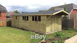 30X10ft Large Workshop Shed Garage Wooden Garden Timber Summer House Double Door