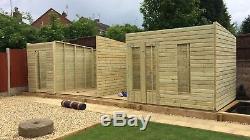 30x10ft Large Garden Shed With Log Store Pent Roof Wooden Outdoor Summer House