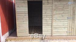 30x10ft Large Garden Shed With Log Store Pent Roof Wooden Outdoor Summer House