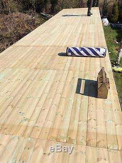 48 X 10ft Wooden Summer House Studio 2ft Overhang Pent Roof Luxury Garden Shed