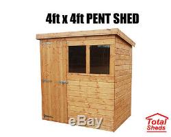 4ft X 4ft Pent Wooden Garden Shed Top Quality Timber