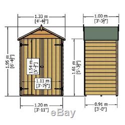 4ft x 3ft Wooden Windowless Overlap Garden Shed with Double Doors