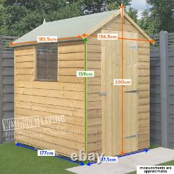 4x3 6x4 WOODEN GARDEN SHED APEX OUTDOOR STORAGE TOOL STORE PRESSURE TREATED