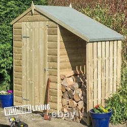 4x3 Wooden Garden Apex Shed Lean To Log Store Outdoor Tool Storage