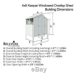 4x6 Overlap Wooden Storage Garden Shed Double Door Windowed Apex Roof 4ft x 6ft