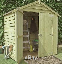 4x6 PRESSURE TREATED GARDEN SHED APEX FLOOR WOODEN TOOL BIKE STORE 4ft 6ft NEW