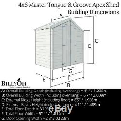 4x6 Tongue & Groove Double Door Wooden Shed Windowless Apex Garden Tool Storage