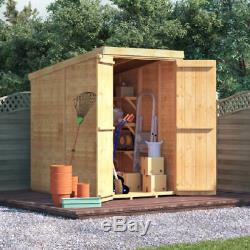 4x6 Tongue & Groove Garden Wooden Shed Windowless Double Door Pent Roof & Felt