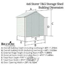 4x6 Tongue & Groove Windowless Wooden Garden Storage Shed Single Door Apex Roof