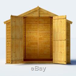 4x8 Overlap Garden Wooden Shed Windowless Double Door Apex Roof & Felt 4FT 8FT