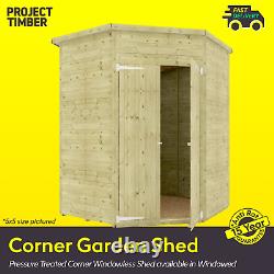 5 x 5 Pressure Treated Windowless Garden Corner Shed with Double Door Corner Shed