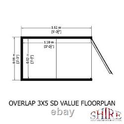 5x3 WOODEN GARDEN SHED APEX TOOL STORE SINGLE DOOR FLOOR WINDOWLESS 5ft x 3ft