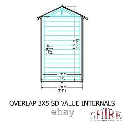 5x3 WOODEN GARDEN SHED APEX TOOL STORE SINGLE DOOR FLOOR WINDOWLESS 5ft x 3ft