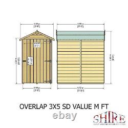 5x3 WOODEN GARDEN SHED APEX TOOL STORE SINGLE DOOR FLOOR WINDOWLESS 5ft x 3ft