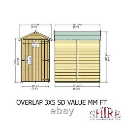 5x3 WOODEN GARDEN SHED APEX TOOL STORE SINGLE DOOR FLOOR WINDOWLESS 5ft x 3ft